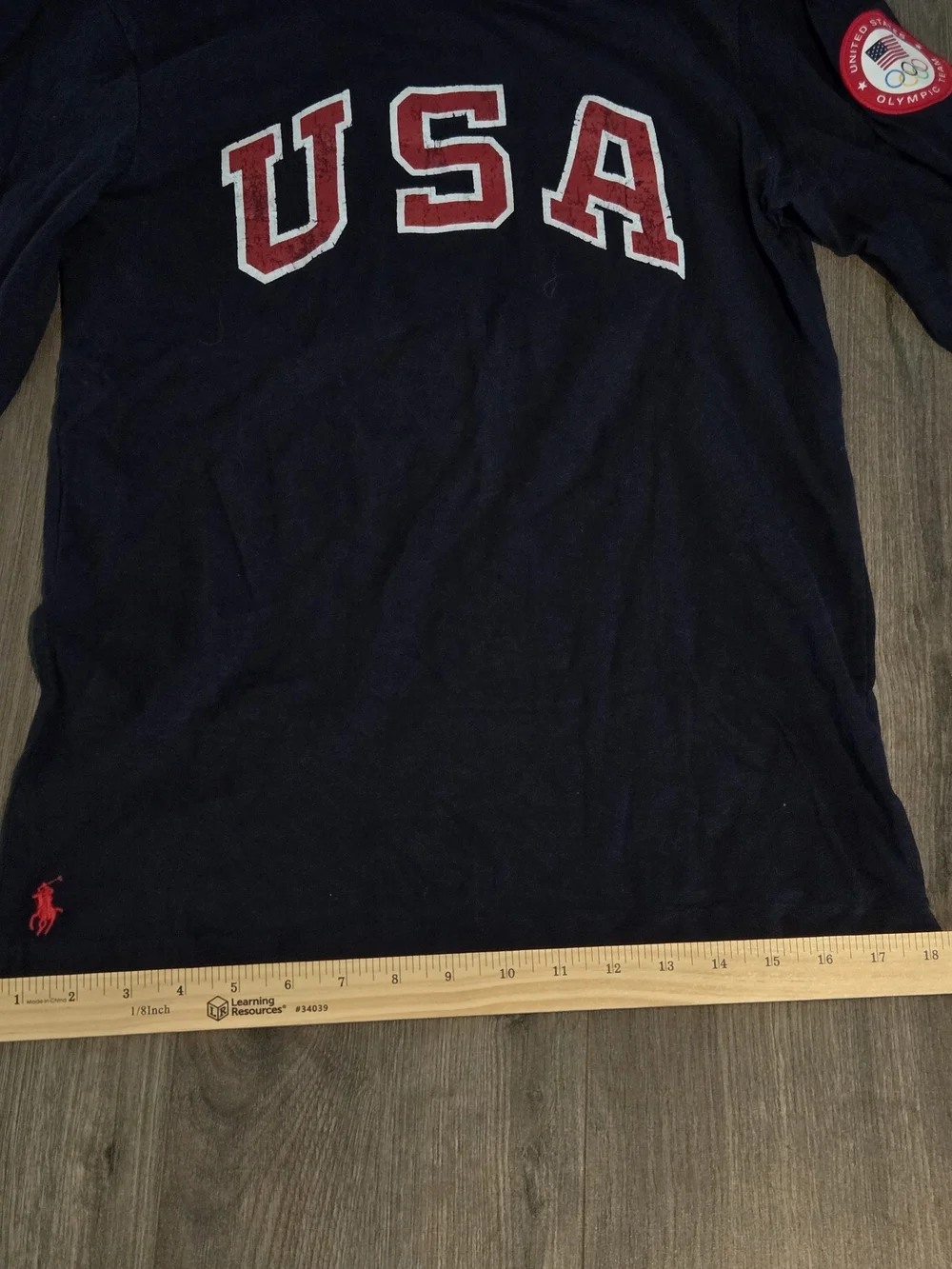 Polo Ralph Lauren Shirt Mens Medium Blue USA Olympic Team 2016 Patch Sleeve Sz S